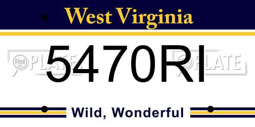 5470RI West Virginia License Plate