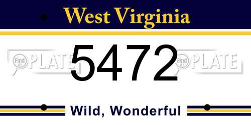 5472 West Virginia License Plate