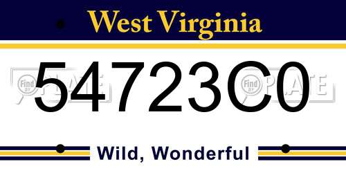 54723C0 West Virginia License Plate