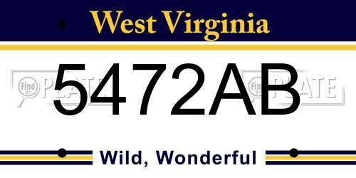 5472AB West Virginia License Plate