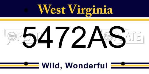 5472AS West Virginia License Plate