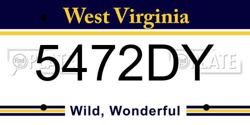5472DY West Virginia License Plate