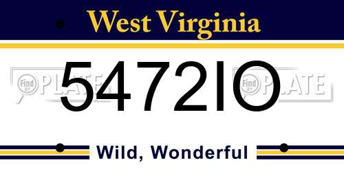 5472IO West Virginia License Plate