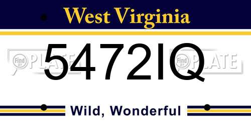 5472IQ West Virginia License Plate