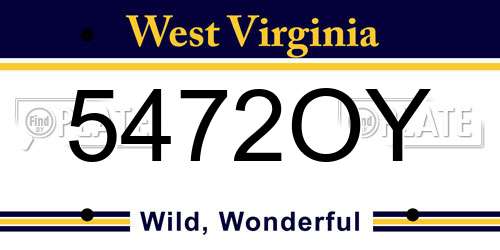 5472OY West Virginia License Plate