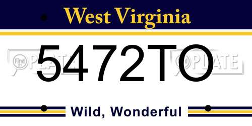 5472TO West Virginia License Plate