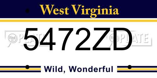 5472ZD West Virginia License Plate