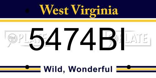 5474BI West Virginia License Plate