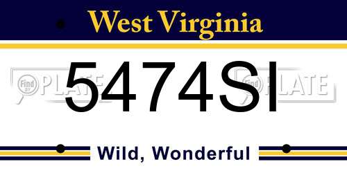 5474SI West Virginia License Plate
