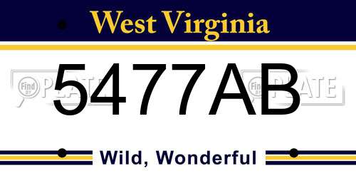 5477AB West Virginia License Plate