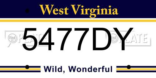 5477DY West Virginia License Plate