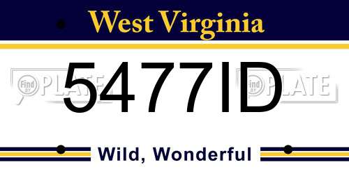 5477ID West Virginia License Plate