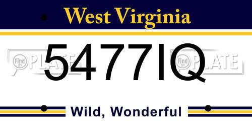 5477IQ West Virginia License Plate