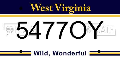 5477OY West Virginia License Plate