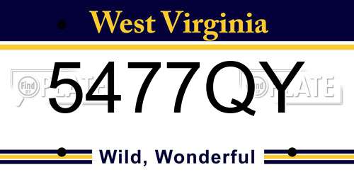 5477QY West Virginia License Plate