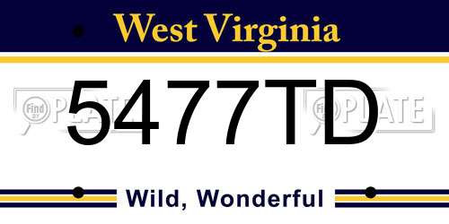 5477TD West Virginia License Plate