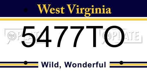 5477TO West Virginia License Plate