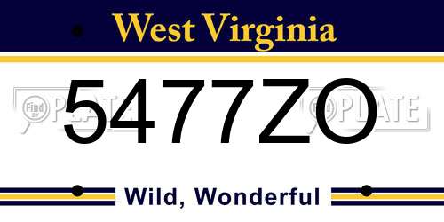 5477ZO West Virginia License Plate