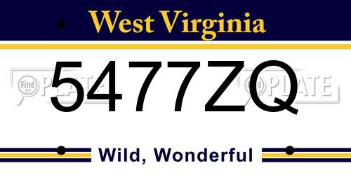 5477ZQ West Virginia License Plate