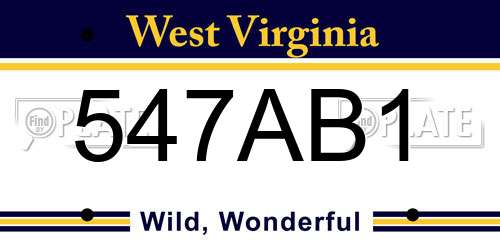 547AB1 West Virginia License Plate