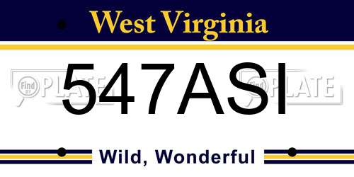 547ASI West Virginia License Plate