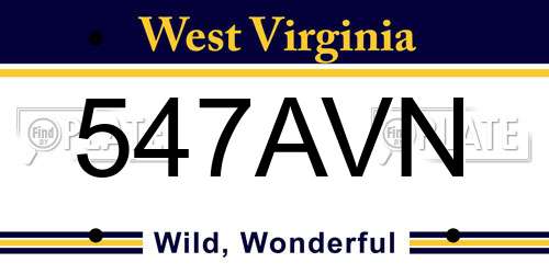 547AVN West Virginia License Plate