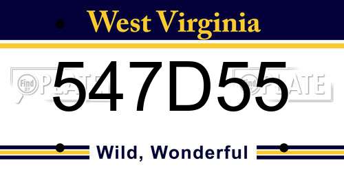 547D55 West Virginia License Plate
