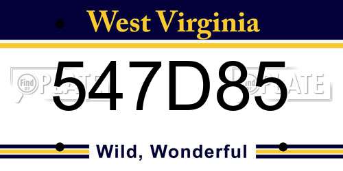 547D85 West Virginia License Plate