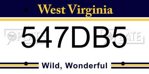 547DB5 West Virginia License Plate