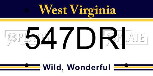 547DRI West Virginia License Plate
