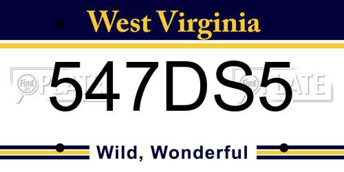 547DS5 West Virginia License Plate