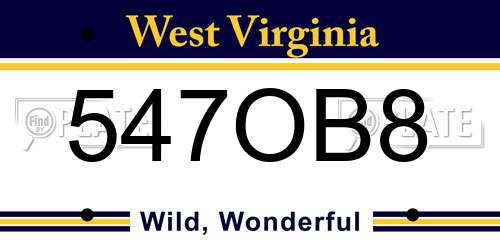 547OB8 West Virginia License Plate