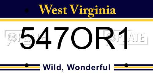 547OR1 West Virginia License Plate