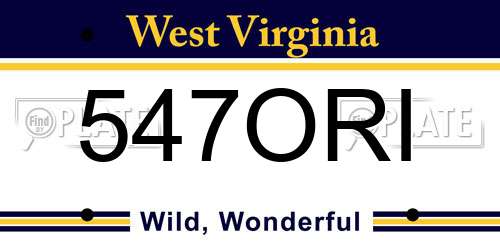 547ORI West Virginia License Plate