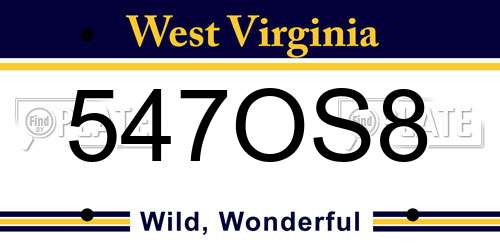 547OS8 West Virginia License Plate