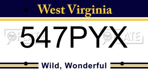 547PYX West Virginia License Plate