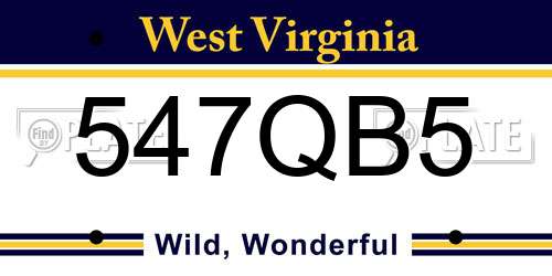 547QB5 West Virginia License Plate