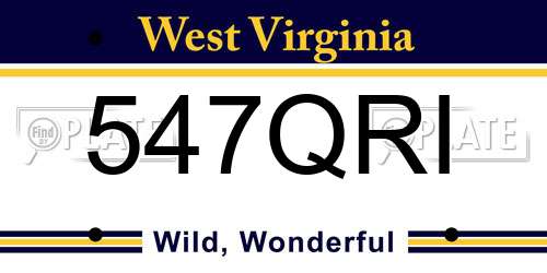 547QRI West Virginia License Plate