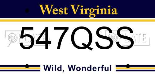 547QSS West Virginia License Plate