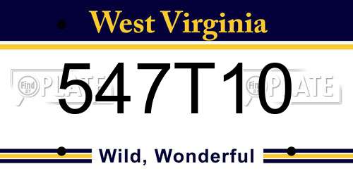 547T10 West Virginia License Plate