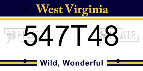 547T48 West Virginia License Plate