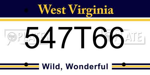 547T66 West Virginia License Plate
