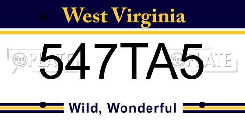 547TA5 West Virginia License Plate