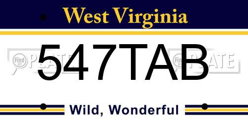 547TAB West Virginia License Plate