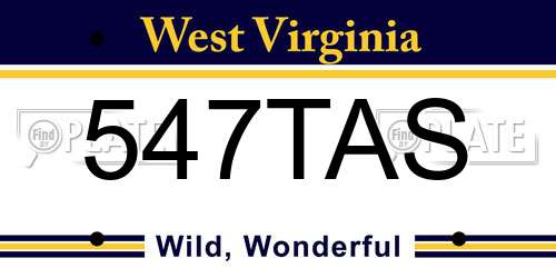 547TAS West Virginia License Plate