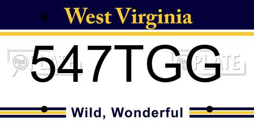 547TGG West Virginia License Plate