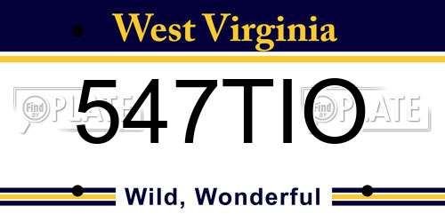 547TIO West Virginia License Plate