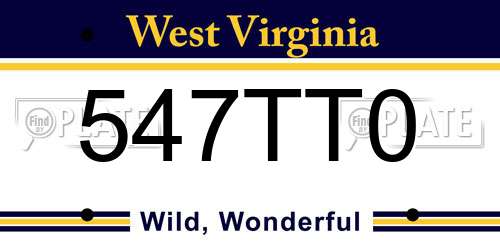547TT0 West Virginia License Plate