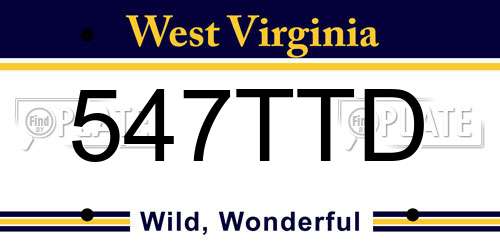 547TTD West Virginia License Plate