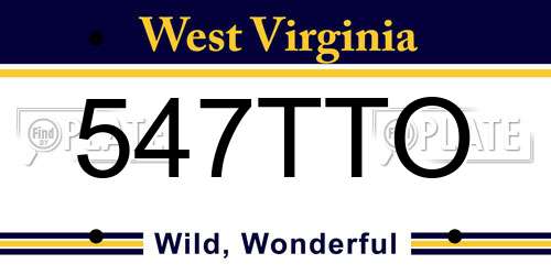 547TTO West Virginia License Plate